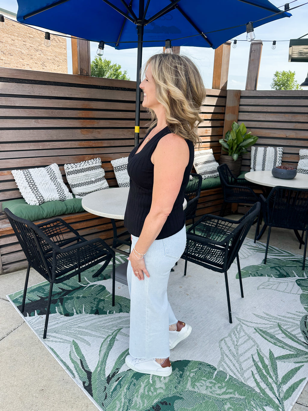 Twisted Front V-Neck Sleeveless Top