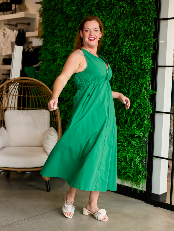 Deluc - Rubbens Front Zip Sleeveless Maxi Dress