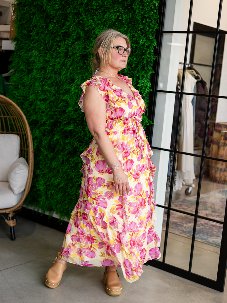 Steve Madden - Crosby Floral Print Ruffle Maxi Dress