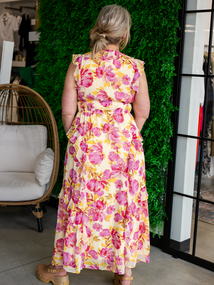 Steve Madden - Crosby Floral Print Ruffle Maxi Dress